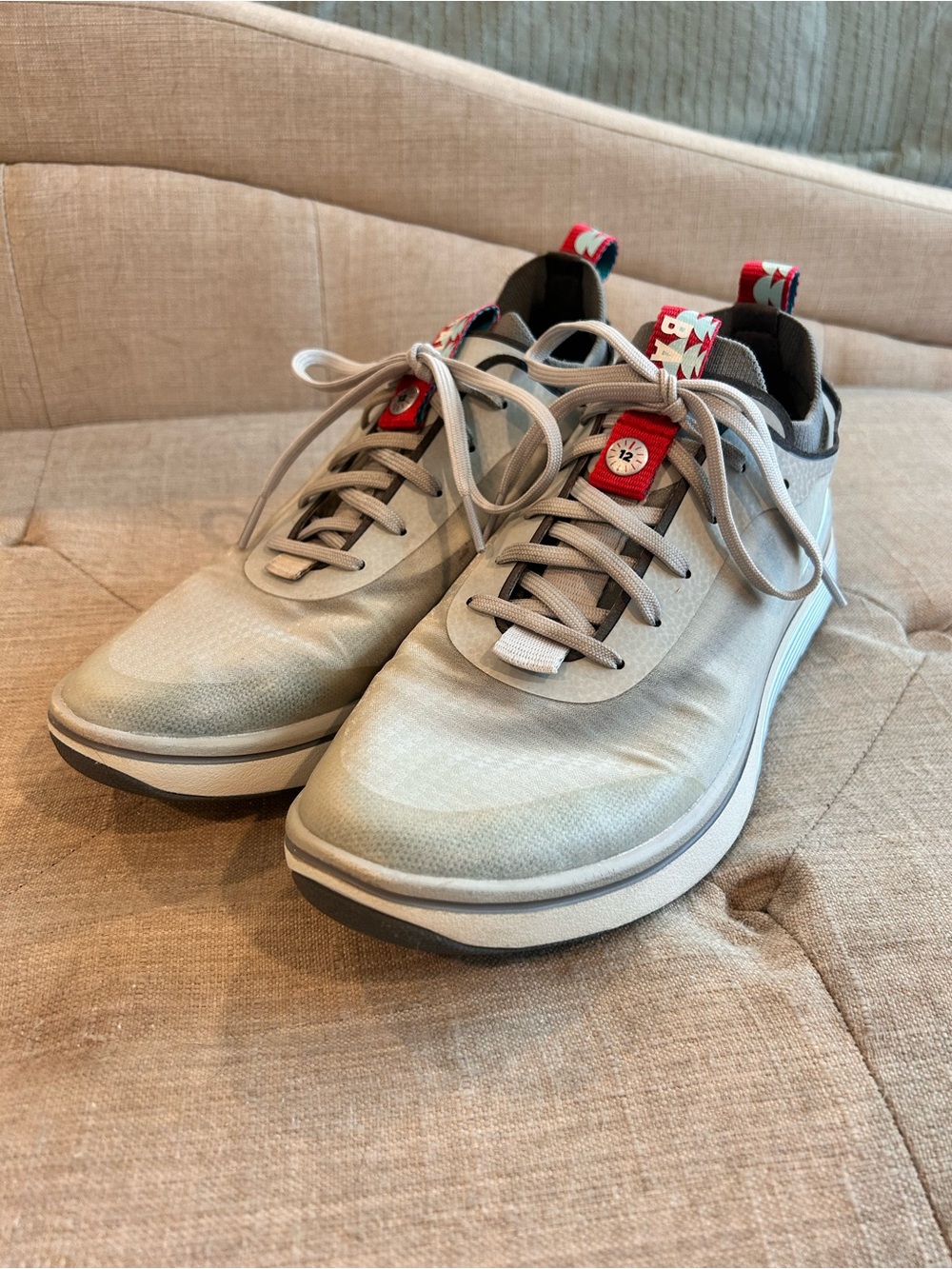 Bala Women's Light Gray Sneakers with Red Pull Tab Details
